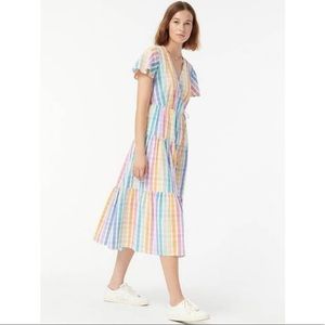 J Crew Rainbow Gingham Dress